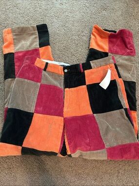 Vineyard Vines Patchwork Corduroy Pants in Tan, Pink, Orange & Black